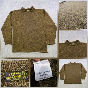 American South Side Sweater Mens Large? Brown Alpaca Acrylic Turtleneck Pullover